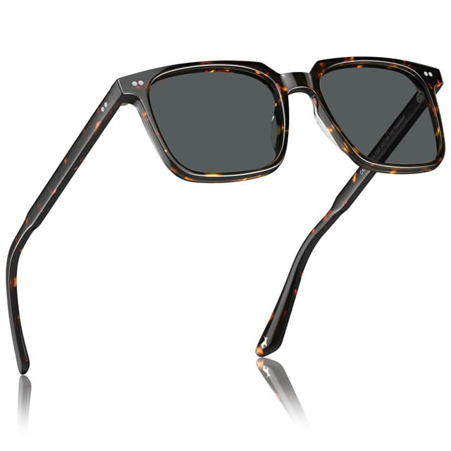 CARFIA Retro Cool Acetat Sonnenbrille für Herren Polarisiert mit UV-Schutz, Trendige quadratische Männer sonnenbrille für den Außenbereich Brillen zum Fahren 4. Rot Schildpatt Rahmen Grau Linse