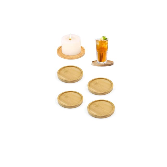 MaoNativey 4 Stück Holzuntersetzer Rund, Kerzenuntersetzer Holz,Bambus Untersetzer,Kaffeeuntersetzer Aus Holz für Getränke, Bar, Tassen, Glas - Tischuntersetzer Tassenuntersetzer,12cm