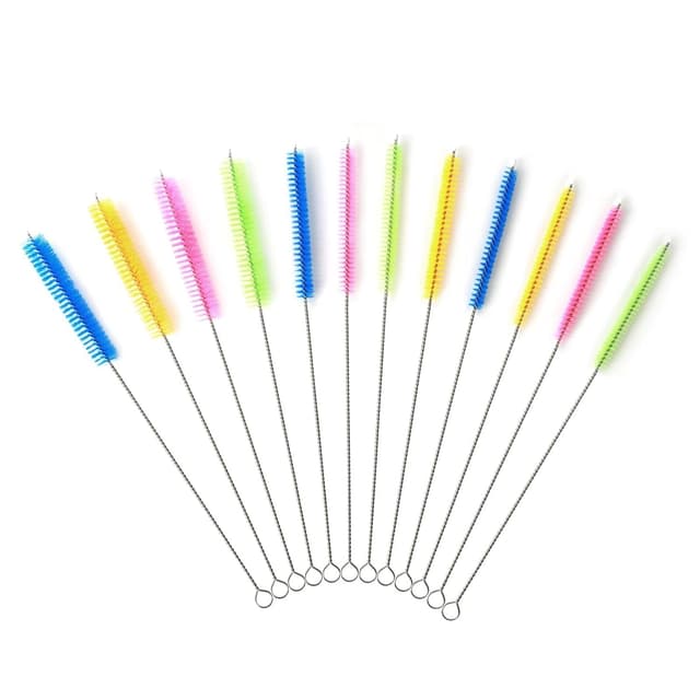 12 Stück Reinigungsbürste, Biegsame Strohhalm Bürste Aus Nylon, 25 cm Strohhalm Reinigungsbürste, Schlauchbürste Flaschenreiniger Bürste Für Metallstrohhalme Und Wasserflaschen(Farbig)