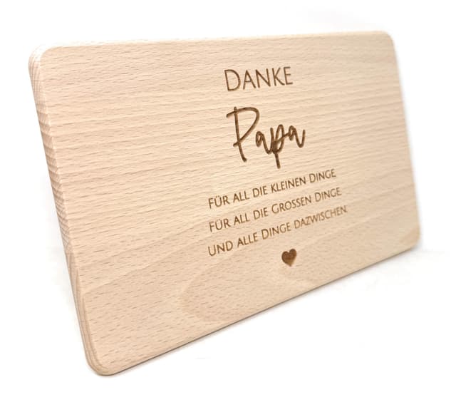 Geschenk Idee - Frühstücksbrettchen aus Holz mit hochwertiger Gravur (Papa)
