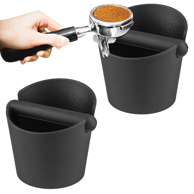 JIEHIN 2 Stück Abklopfbehälter für Siebträger, Kaffeesatz Abschlagbehälter mit Abnehmbarer Klopfstange, Kaffee Knock Box Espresso Abklopfbehälter, Klopfbox für Siebträger Zubehör