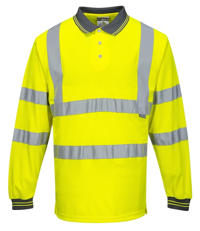 Portwest Langarm Warnschutz Polo Shirt, Größe: XL, Farbe: Gelb, S277YERXL
