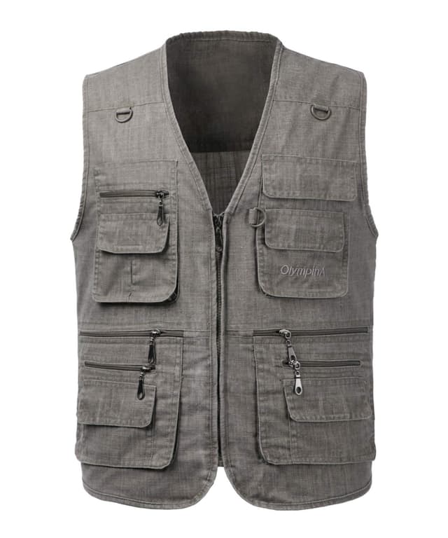KTWOLEN Herren Outdoor Weste Leicht Atmungsaktiv Anglerweste mit Mehreren Taschen Freizeit Camping Jagd Fischen Fotografie Weste Ärmellos Angeljacke mit Reißverschluss