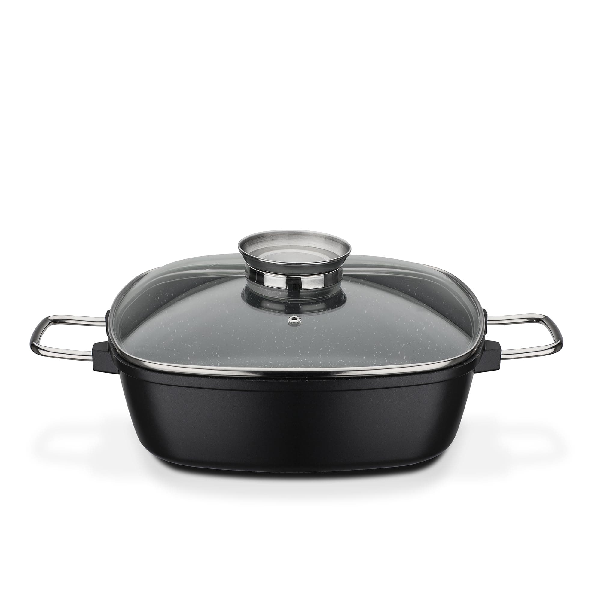 GSW 414579 Viereckbräter Gourmet Granit, Aluminium, schwarz - 28 x 28 x 8,5 cm