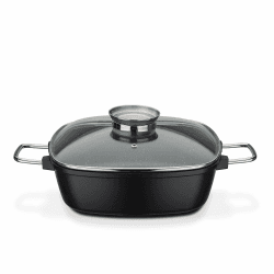 GSW 414579 Viereckbräter Gourmet Granit, Aluminium, schwarz - 28 x 28 x 8,5 cm