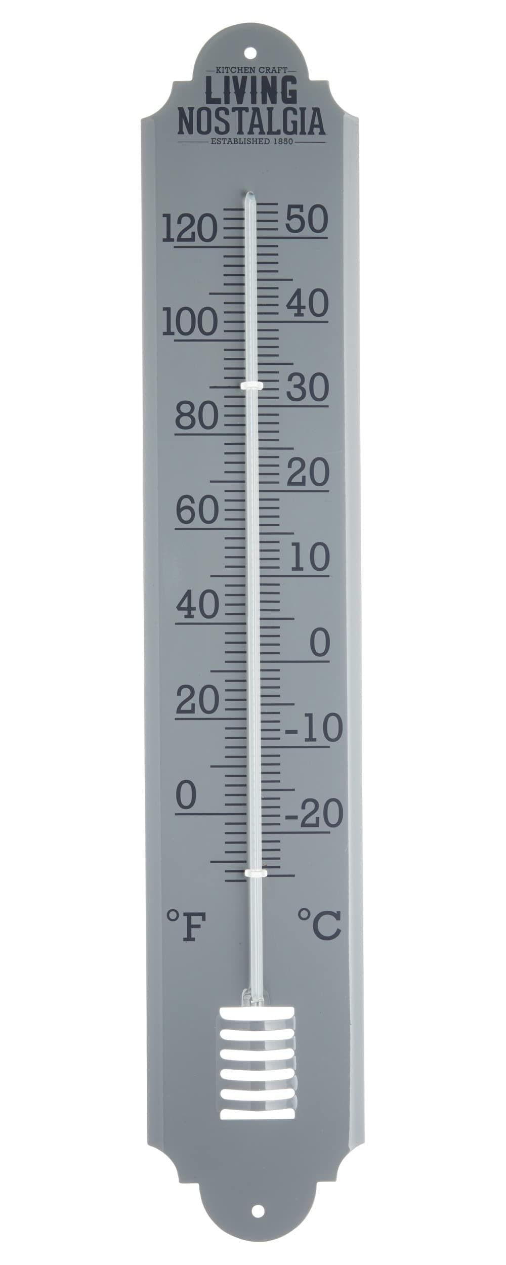 KitchenCraft Vintage Innen/Außen-Thermometer, Analog, Grau – 50 cm