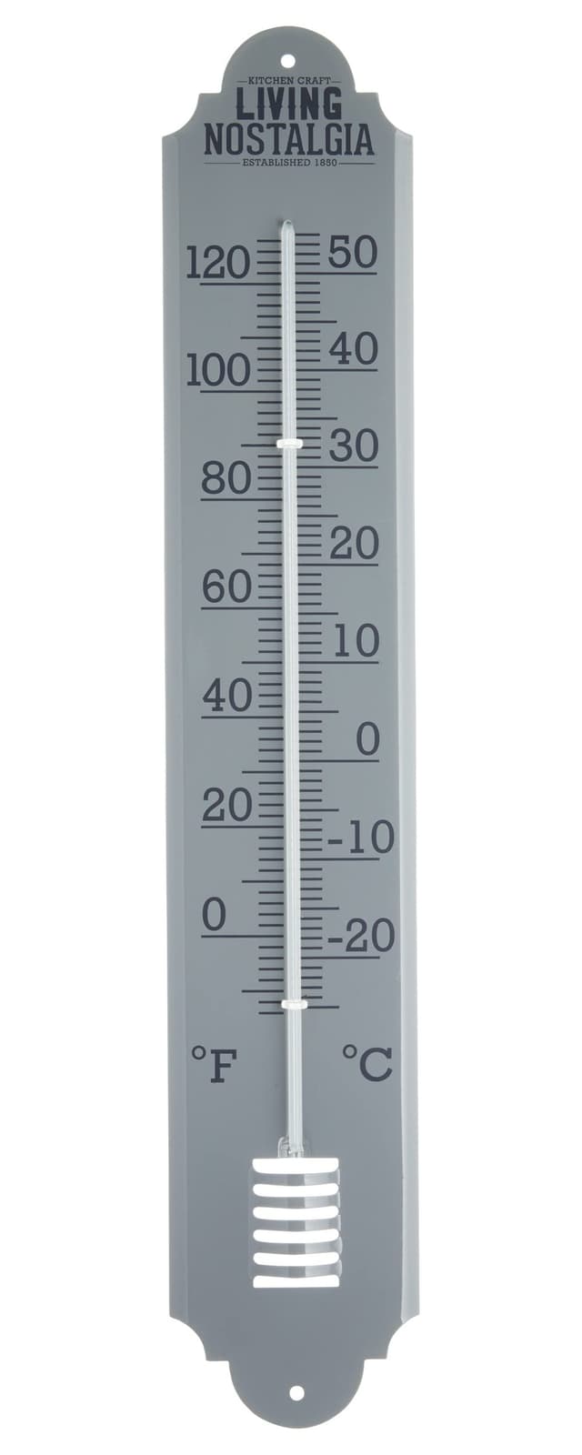 KitchenCraft Vintage Innen/Außen-Thermometer, Analog, Grau – 50 cm