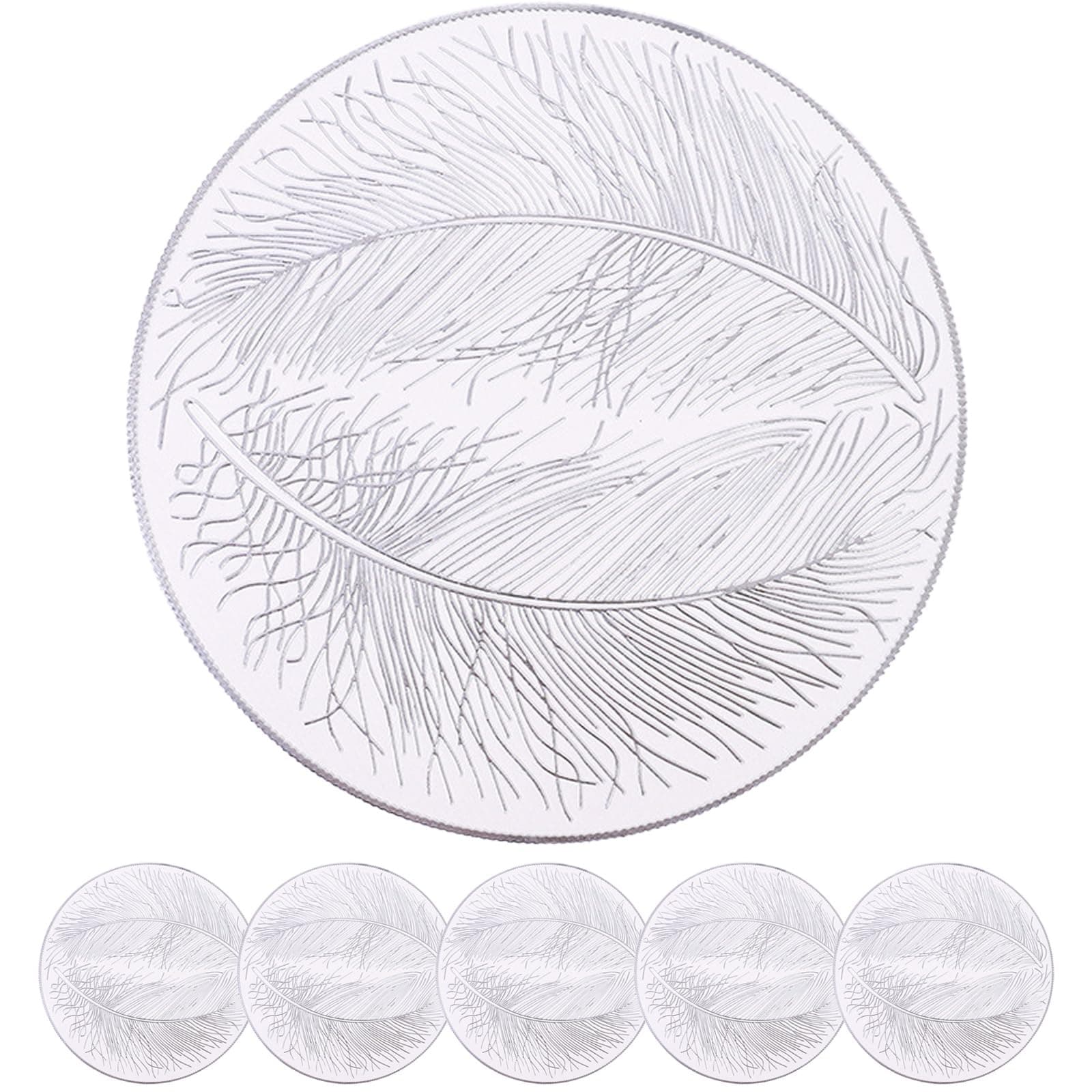 MORAINJAY 6er Set Platzdeckchen Silber Tischset PVC Ausgehöhlte Platzset Metallische Runde Tischsets, Waschbar Hitzebeständig Rutschfester Platz-Mattenc für Weihnachten Hochzeit Geburtstags Party St110tj-silver