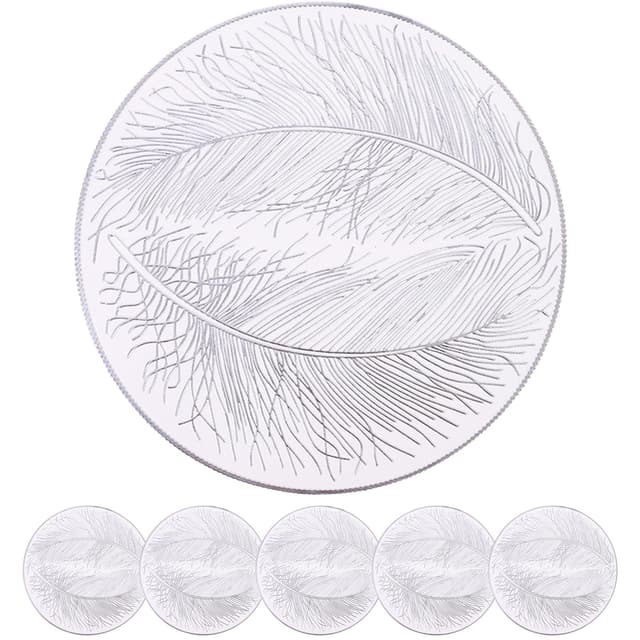 MORAINJAY 6er Set Platzdeckchen Silber Tischset PVC Ausgehöhlte Platzset Metallische Runde Tischsets, Waschbar Hitzebeständig Rutschfester Platz-Mattenc für Weihnachten Hochzeit Geburtstags Party St110tj-silver