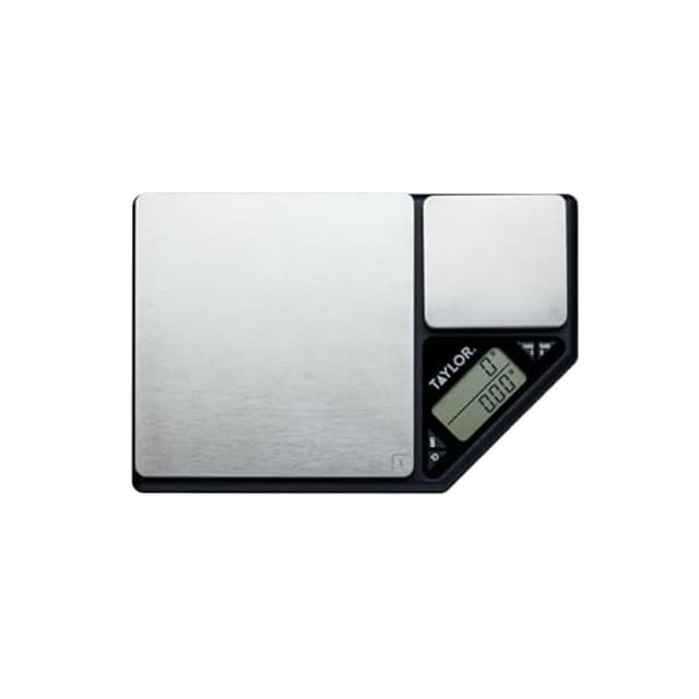 Taylor Pro, Digitale Küchenwaagen für Lebensmittel, Wiegen mit Dualer Plattform, Professioneller Standard mit Hoher Präzision und Genauigkeit, Gebürsteter Edelstahl, Schwarz/Silber, Wiegekapazität 5 kg