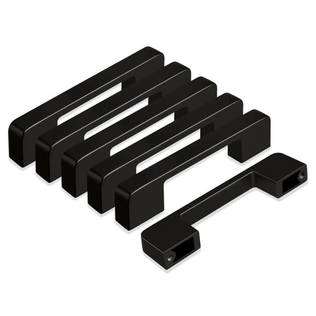 GUWINA Möbelgriffe Schwarz, Griffe für Küchenschränke 96mm Lochabstand, Küchengriffe Schrankgriffe Türgriffe Küche Schubladengriffe Dolap Kulpu für Möbel Schrank Kleiderschrank Cabinet Handle 6 Stück Schwarz (96mm)