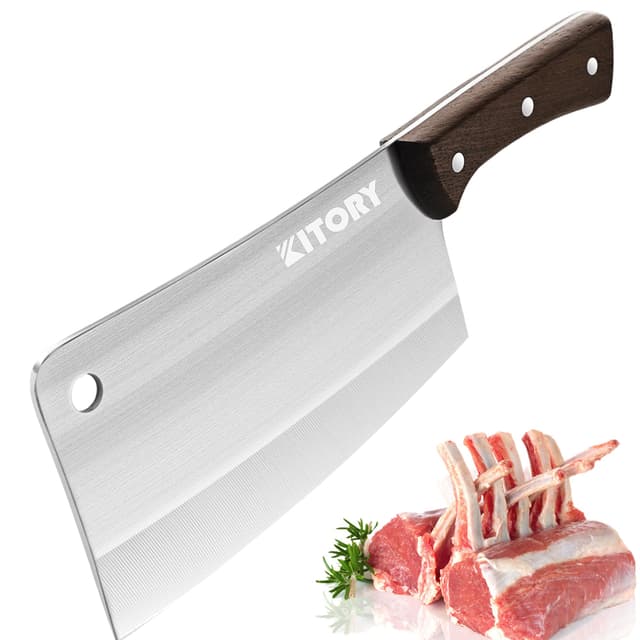 Kitory Hackmesser 18cm, Fleichmesser Extrem Scharf Chinesisches Küchenmesser, Metzgermesser mit Hochwertigem Edelstahl & Ergonomischem Grif Bjm06sde