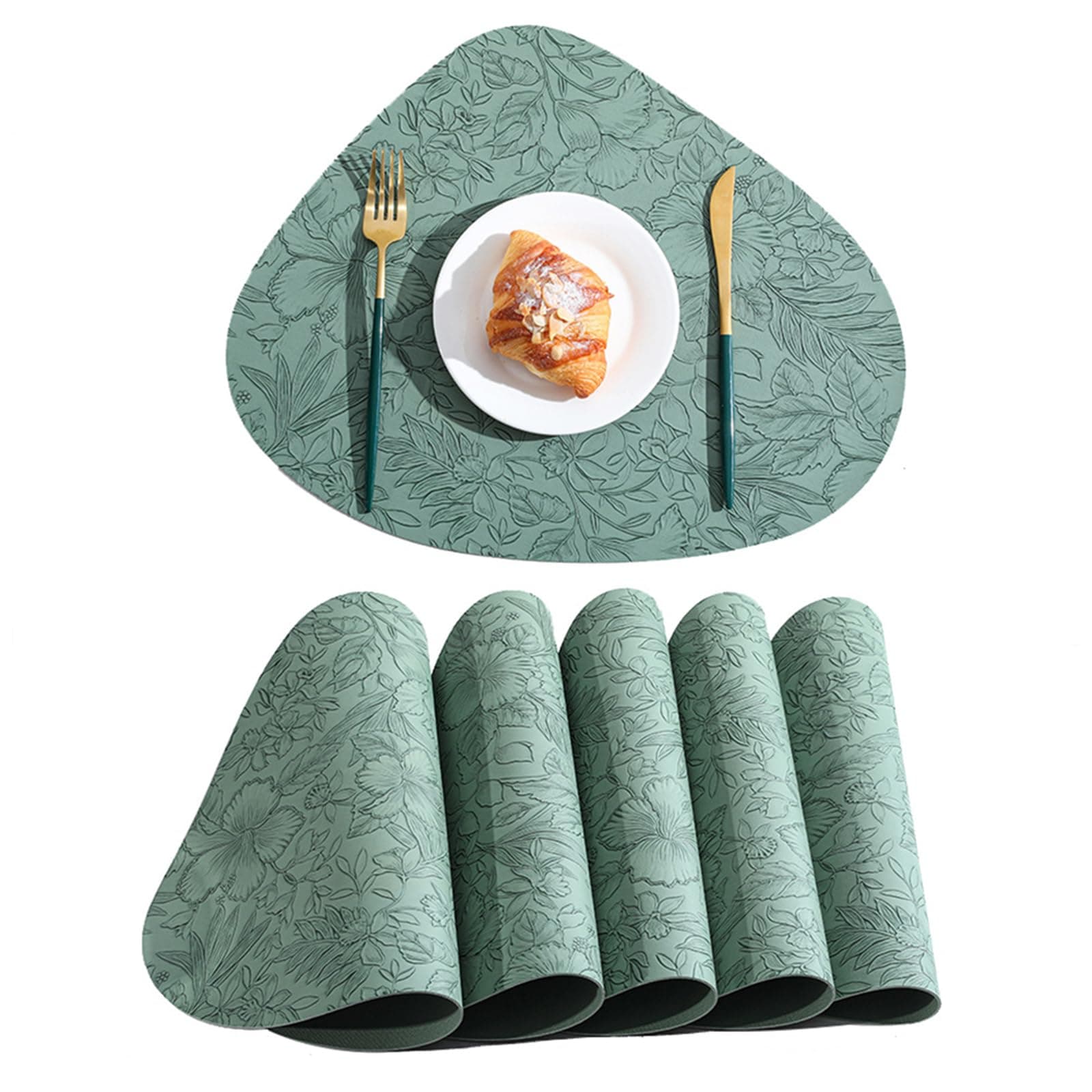 Lxoraziy Tischsets Abwaschbar 6er Set, 42x34cm Platzdeckchen Kunstleder, Tischuntersetzer Doppelseitigen rutschfest für Hause Küche Restaurant und Hotel