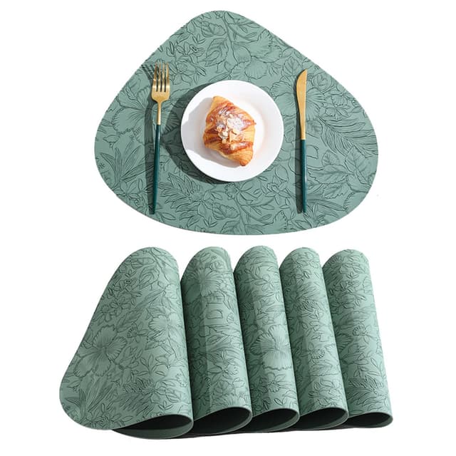 Lxoraziy Tischsets Abwaschbar 6er Set, 42x34cm Platzdeckchen Kunstleder, Tischuntersetzer Doppelseitigen rutschfest für Hause Küche Restaurant und Hotel