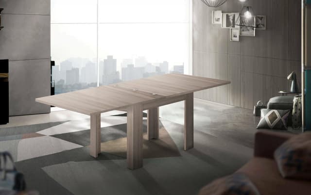 Dmora - Ausziehbarer Tisch Otto, Hilfsküchenkonsole, Ausziehbarer Tisch, 100 % Made in Italy, 90 x 90 x 75 cm, Ulme perlmutt, Olmo Perla
