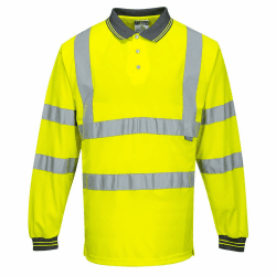 Portwest Langarm Warnschutz Polo Shirt, Größe: L, Farbe: Gelb, S277YERL