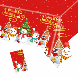 POPOYU Weihnachten Tischdecke, Schneemann Weihnachtsläufer Rechteckige 137x274cm, Weihnachtstischdecke Xmas Wasserabweisend Tischtuch Tischläufer für Weihnachts Party Küche Festlich Tischdekoration