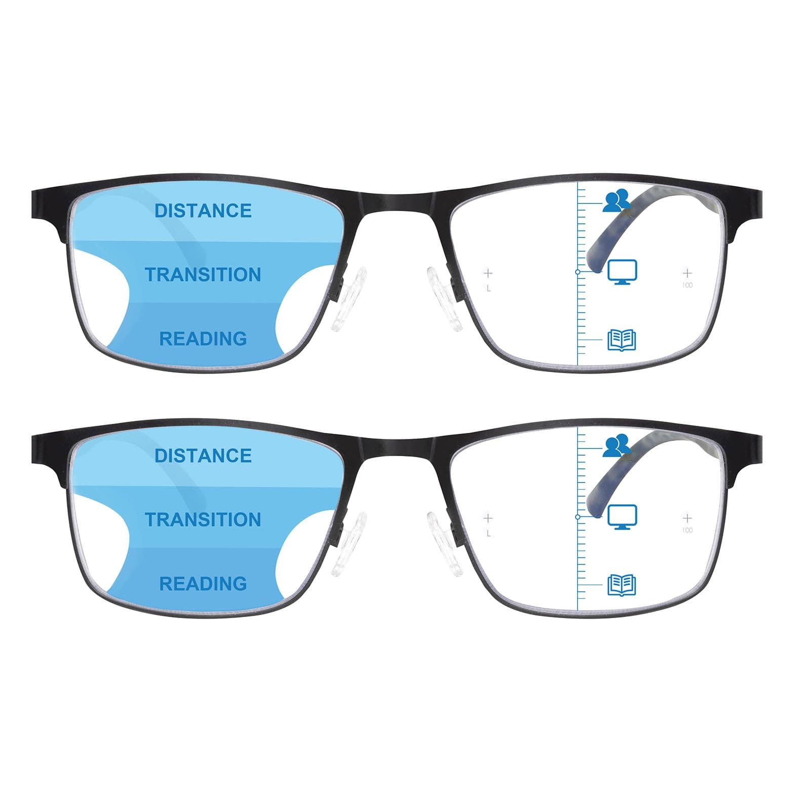 SKYWAY Progressive Multifokal Anti-Blaulicht Lesebrille Herren Damen Leichte Mentale Rahmen Federscharnier Gleitsichtbrille Lesehilfe Computerbrille 1,0 1,5 2,0 2,5 3,0 3,5 4,0 2 Schildkröte 3.5 Dioptrien