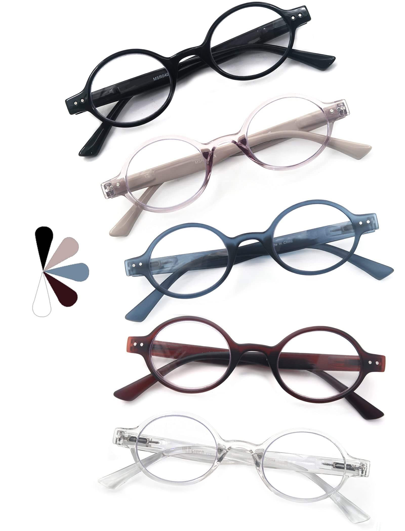 HEEYYOK 5 Pack Lesebrille Herren/Damen,Leichte Lesebrille,Tolle Farben,Gut verarbeitet,Brillen mit Softetui +2.75 5 Mischfarbe