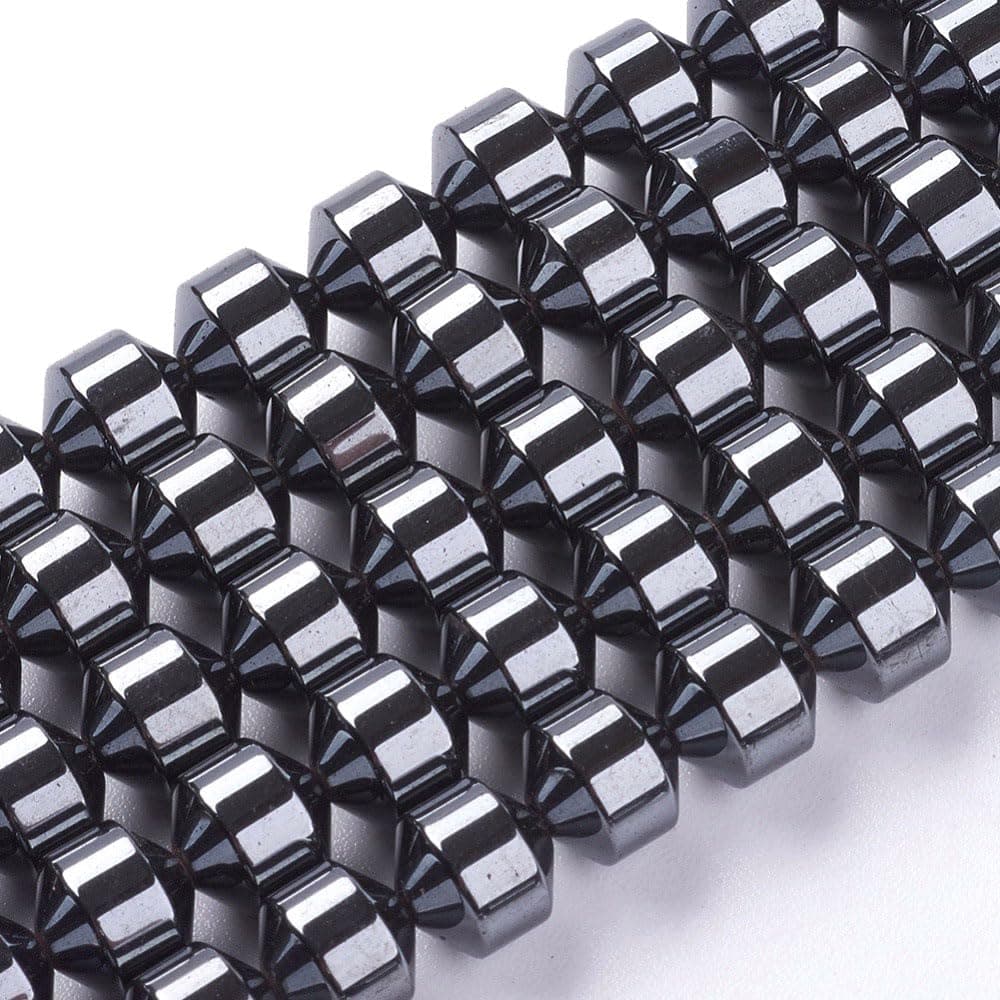 Perlin 60stk Hämatitperlen Schwarz Perlen 6mm für Armbänder Flache Runde Magnetische Hämatit Edelsteine 38cm 1 Strang Heishi Perlen