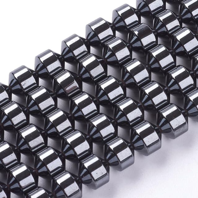 Perlin 60stk Hämatitperlen Schwarz Perlen 6mm für Armbänder Flache Runde Magnetische Hämatit Edelsteine 38cm 1 Strang Heishi Perlen