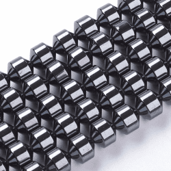 Perlin 60stk Hämatitperlen Schwarz Perlen 6mm für Armbänder Flache Runde Magnetische Hämatit Edelsteine 38cm 1 Strang Heishi Perlen