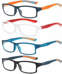 Eyglajdd 2024 Neueste Lesebrille für Damen Herren,4er Packe Blaulichtblockierende Brillen Weiß/Schwarz/Blau/Grün 1.5 x