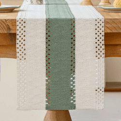 Kiatuniya Tischläufer Beige und Salbeigrün Boho Tisch Läufer Makramee Gehäkelte Spitze Modern Tischläufer Deko Schmal Vintage Bauernhaus Table Runner Kurz Hochzeit Party Tischdeko Outdoor 30x140 cm Beige und Salbeigrün 30 x 140 cm