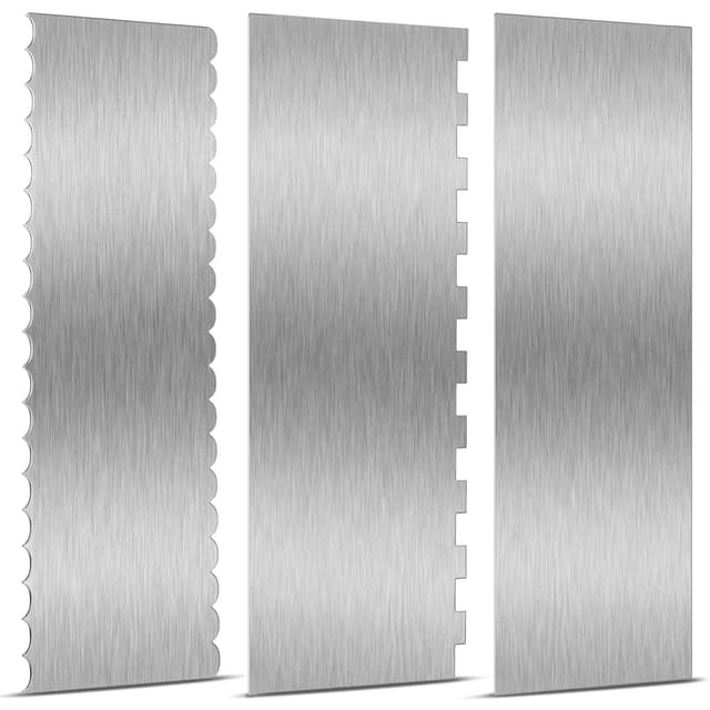 Woobroo Pack of 3 Edelstahl Kuchenschaber (22x8cm) – Professionelle Tortenspachtel Set, Teigkarte & Fondant Glätter für Buttercreme, Torten & Backzubehör