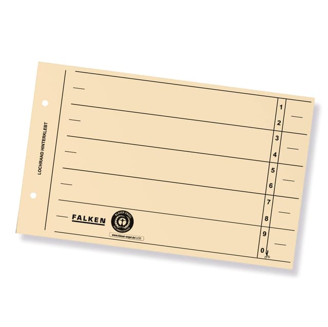 Original Falken 100er Pack Trennblätter. Made in Germany. Aus Recycling-Karton für DIN A5 quer hellchamois Trennlaschen Trennblätter Ordner Register Kalender Blauer Engel hellchamois 100er Pack DIN A5