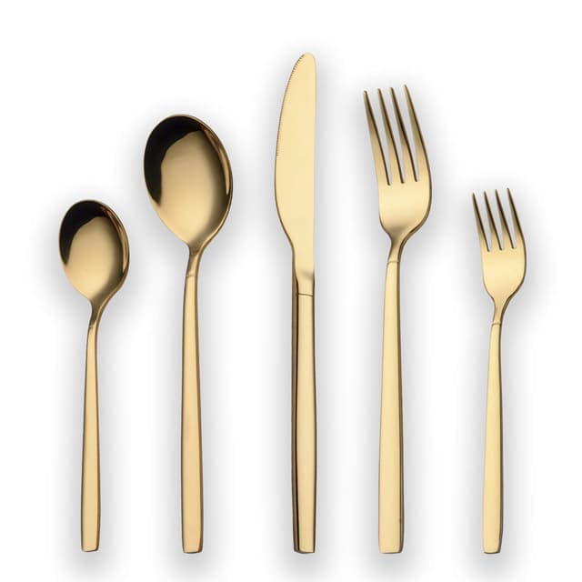 Berglander 30 Stück Titanium Plated Besteck, 30 Stück Golden Besteck Set, Besteck Set Besteck Sets, Service für 6 (Gold glänzend) 01. Gold