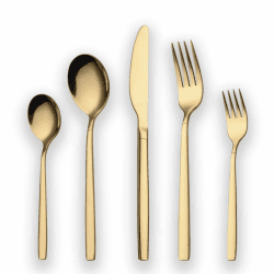 Berglander 30 Stück Titanium Plated Besteck, 30 Stück Golden Besteck Set, Besteck Set Besteck Sets, Service für 6 (Gold glänzend) 01. Gold