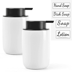 BosilunLife Seifenspender Spülmittelspender, 350 ml Seifespender Keramik Nachfüllbar, Großer Pumpenkopf, Stylisch und rutschfest, BPA-frei für Küche, Bad (Weiß, Schaumseifenspender) Schaumseifenspender Weiß
