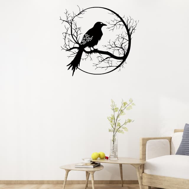 Wanddeko Wohnzimmer Schlafzimmer Wanddeko,Deko Schlafzimmer Aesthetic Vögel Und Zweige Wanddeko Modern,Wanddeko Schlafzimmer Schwarz Wanddeko Metall für Indoor Küche Korridor,30x26cm