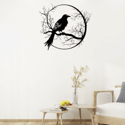 Wanddeko Wohnzimmer Schlafzimmer Wanddeko,Deko Schlafzimmer Aesthetic Vögel Und Zweige Wanddeko Modern,Wanddeko Schlafzimmer Schwarz Wanddeko Metall für Indoor Küche Korridor,30x26cm