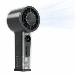 Tempsnug Tragbarer Handheld-Turbo-Ventilator mit Eiskühlung, 5000mAh-Akku, Digitalanzeige - Perfekt für Reisen, Outdoor-Einsatz, tolles Geschenk für Männer und Frauen Schwarz