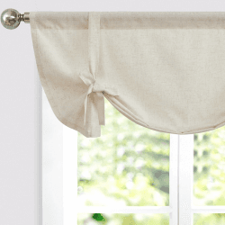 Vangao Scheibengardinen Küche Beige Leinenoptik Bistrogardine mit Knotenvorhang Küchengardinen für Balkontür Wohnwagen Landhausstil Bauernhaus Gardinen Kurz Halbtransparente 1er Set 105Bx60Hcm Leinenoptik | Natur H60 x B105 cm (1er Pack)