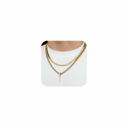 2 Stück Kette Herren Kette mit Buchstaben A-Z, Gold Edelstahl Buchstaben Halskette Buchstaben Halskette Herren Doppelkette Necklace Geburtstage Geschenke für Männer Junge Gold J