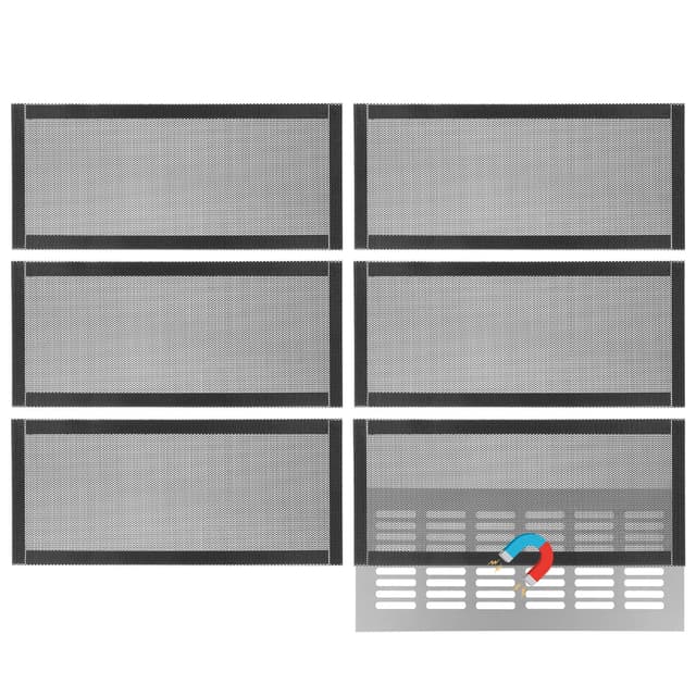 KEESIN Magnetische Lüftungsgitter, PVC-Lüftungsgitter, schwarze Lüftungsgitter, Lüftungsgitter für die Haar- und Staubfilterung (12 * 5,5-Zoll-Packung mit 6 Stück) 12*5,5-Zoll-Packung mit 6 Stück