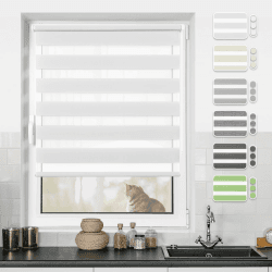 Doppelrollo Klemmfix ohne Bohren Rollos für Fenster ohne Bohren mit Bohren Weiß B55 x H110cm -Stoffbreite 51cm Rollo Fensterrollo Klemmrollos Fensterrollo innen lichtdurchlässig & verdunkelnd Weiß B55 x H110 cm
