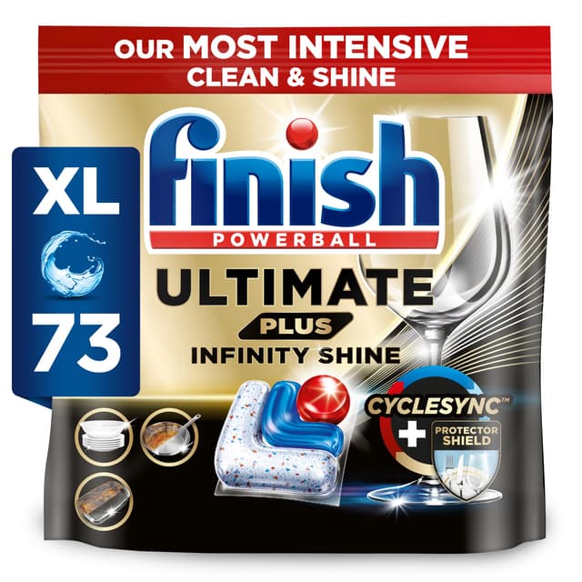Finish Ultimate Plus Infinity Shine Spülmaschinentabs Bulk | Duft: frisch | 73 Spülmaschinentabs | Für eine hervorragende Reinigung & Diamantglanz
