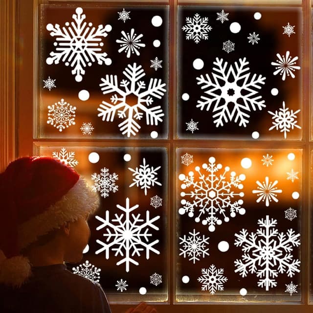 2 Bögen 88pcs Große Schneeflocken Fensterbilder,Wiederverwendbar Selbstklebend Statisch PVC Aufkleber Fensteraufkleber Weihnachten Fensterdeko Schneeflocke Fensterbild Weihnachtsbilder