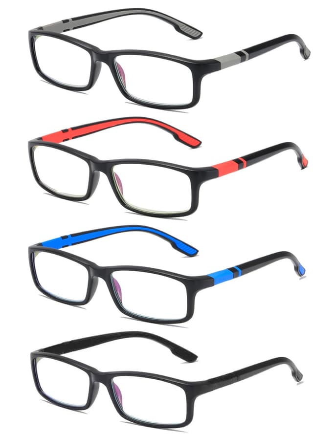 Eyglajdd TR90 Damen Herren Lesebrille Rechteck Lesehilfe,Blaulichtblockierende Brillen 4er pack