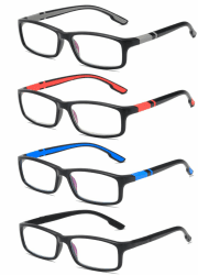 Eyglajdd TR90 Damen Herren Lesebrille Rechteck Lesehilfe,Blaulichtblockierende Brillen 4er pack