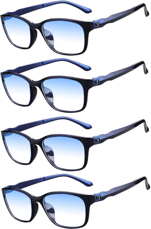 Eyglajdd Lesebrille für Herren Damen Matt Finish,TR90 leicht Lesehilfe Blaulichtfilter Brille 4er-Pack Blau 1.0 x
