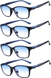 Eyglajdd Lesebrille für Herren Damen Matt Finish,TR90 leicht Lesehilfe Blaulichtfilter Brille 4er-Pack Blau 1.0 x
