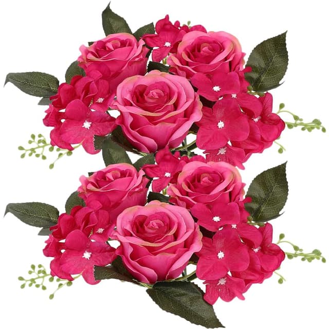 2 STK KüNstliche RosenkräNze Kerzenring Blumenkranz FüR Hochzeit, Party, Tischdeko, Romantische AtmosphäRe, ø 10 cm Innenring, Pflegeleicht Rosy