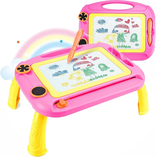 XFLYP Magnetische Zeichentafel, Kinderspielzeug ab 1 2 3 Jahr, Schreibtafel für Magnetische Doodle Board mit Abnehmbaren Füßen Pädagogisches Puzzle Spielzeug Bunte Erasable Geburtstag Geschenk(Rot)
