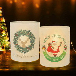 TGFIX 12 Stück Weihnachten Windlicht Tischdeko Weihnachtsmann Windlichter Tischdeko Weihnachtsdeko Weihnacht Tisch Dekoration Christmas Table Decoration Geeignet für Teelichter Kerzen