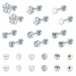 Funseedrr 16G Tragus Helix Piercing Knorpel Stecker Edelstahl 6mm Stab Ohrstecker Ohr Piercing Schmuck mit Ersatzkugeln Silber02